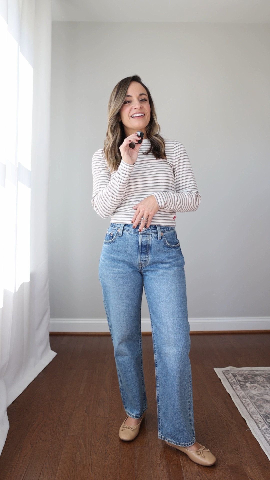Three pairs of jeans from @levis and how they fit me at 4’10” without any alterations! #LevisLTKPartner 

Low Loose Jeans in Rescued City Wash: 24 x 30” 

30” inseam 9 ⅛” rise  I’m wearing with a heel. (True to size, no stretch denim) 

501 ‘90s Ankle Jeans in Sweetest Taboo Wash: 23 x 27”

27” inseam 9.5” rise  (size down, no stretch denim)

725 Kick Boot Jeans in Power Move: 25 

27” inseam 10 ¼” rise  (size up, stretch denim)

Top: xs

#LTKPetite