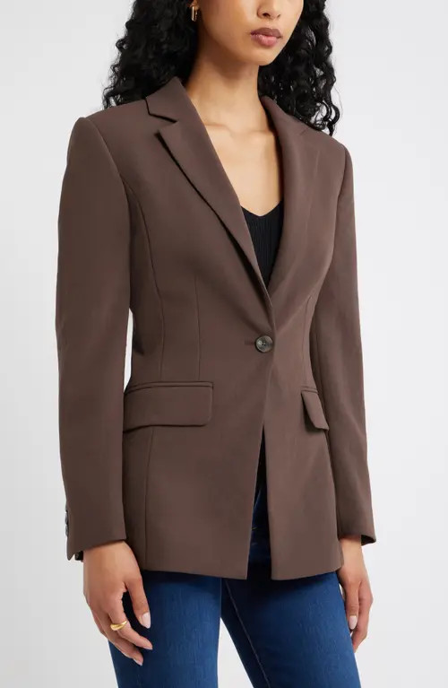 Open Edit The Curator Fitted Blazer in Brown Seal at Nordstrom, Size Large | Nordstrom
