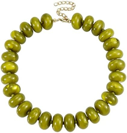 CSIYANJRY99 Chunky Beaded Necklace for Women, Large Colorful Resin Beads Statement Necklace, Boho... | Amazon (US)