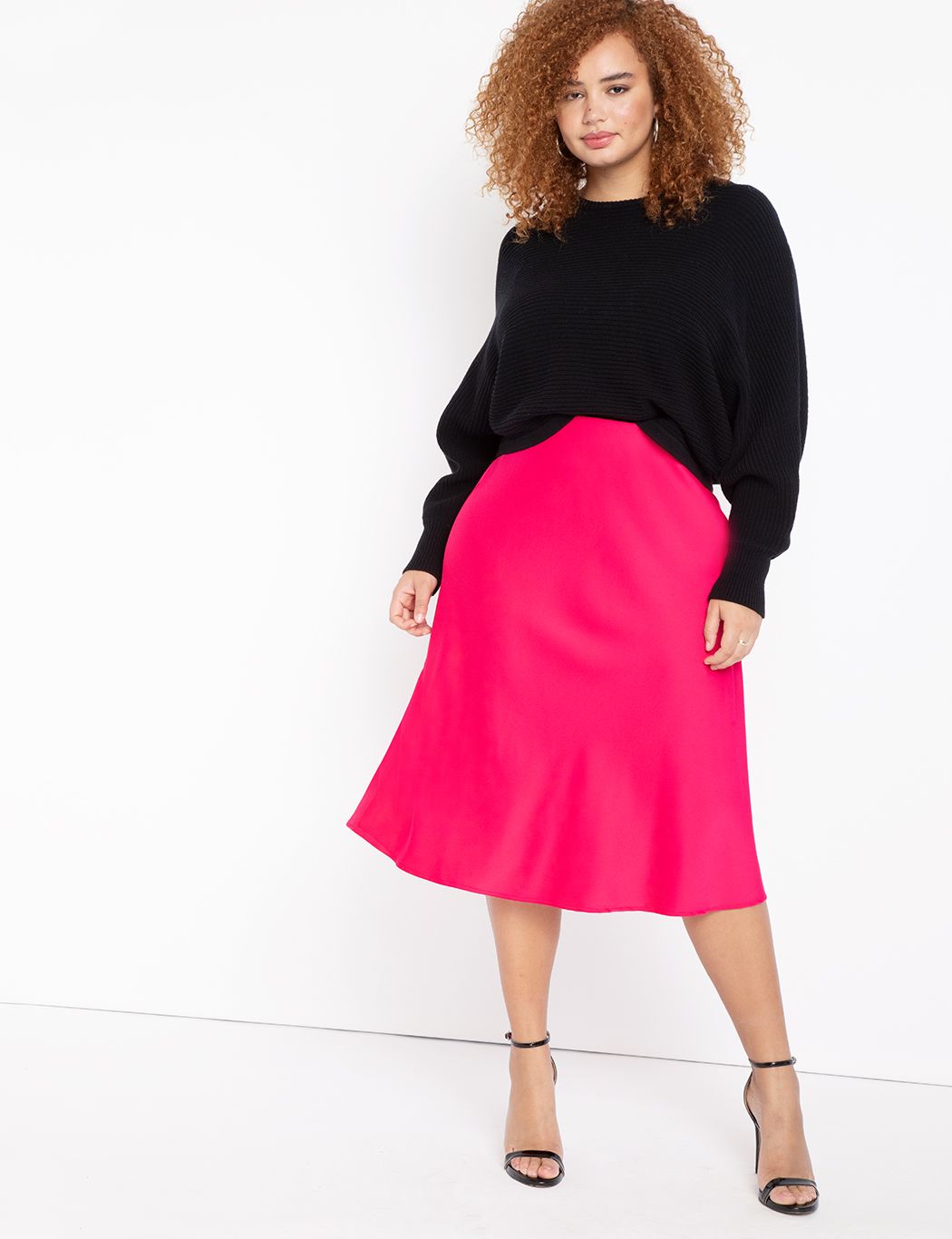 Satin Midi Skirt | Eloquii