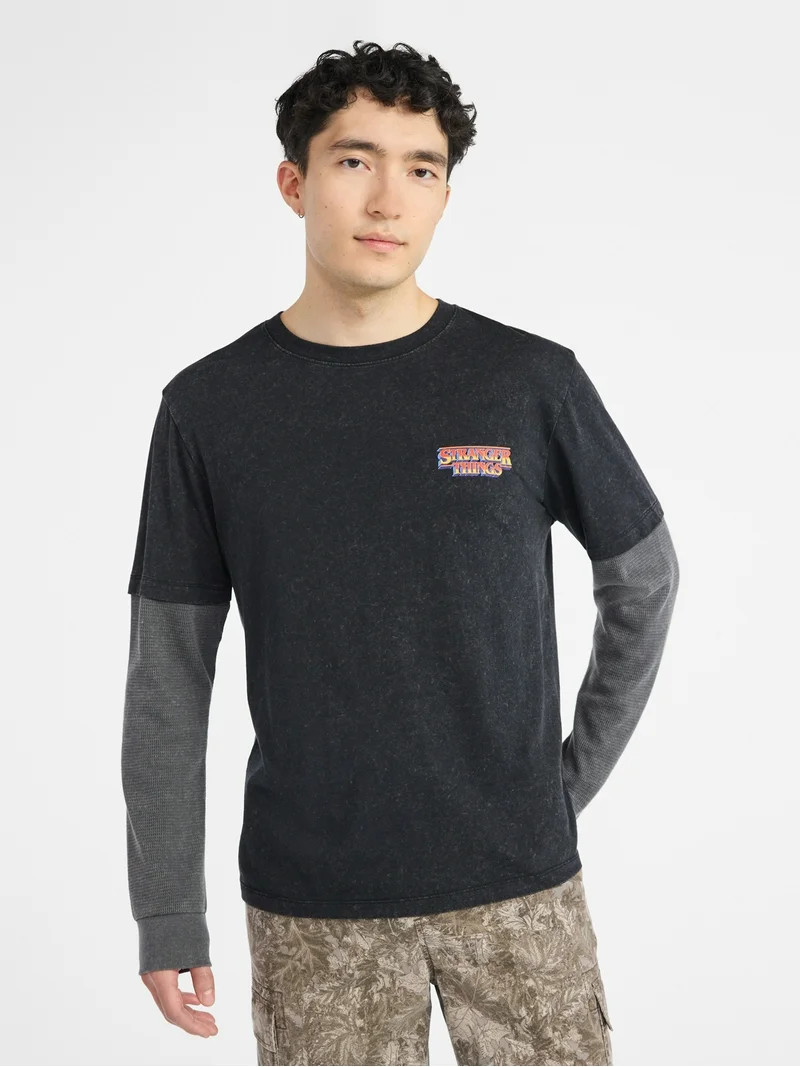 Netflix Stranger Things Hawkins Graphic T-Shirt with Long Sleeve Thermal Sleeves from No Boundari... | Walmart (US)