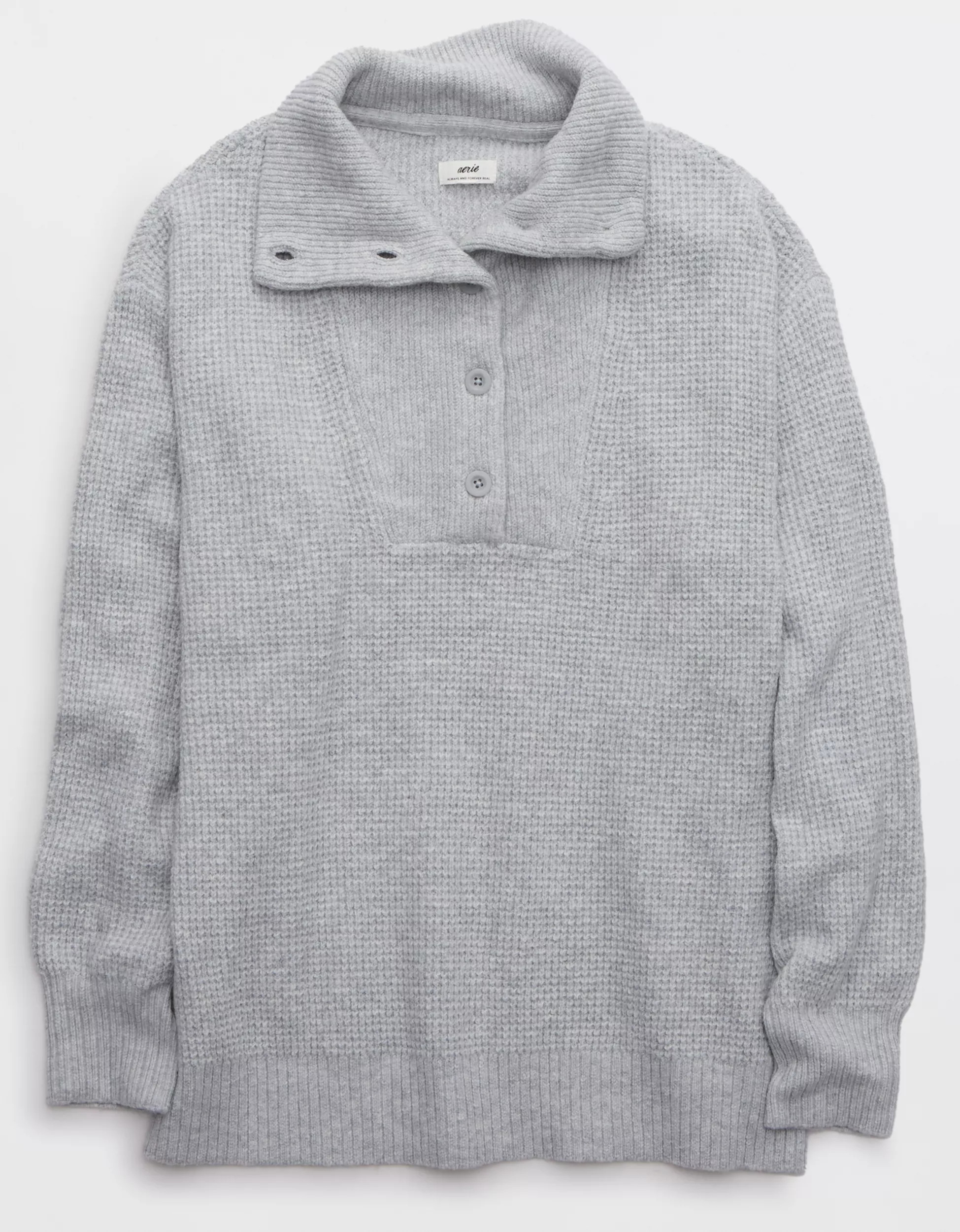Aerie CozyUp Waffle Button Sweater | Aerie