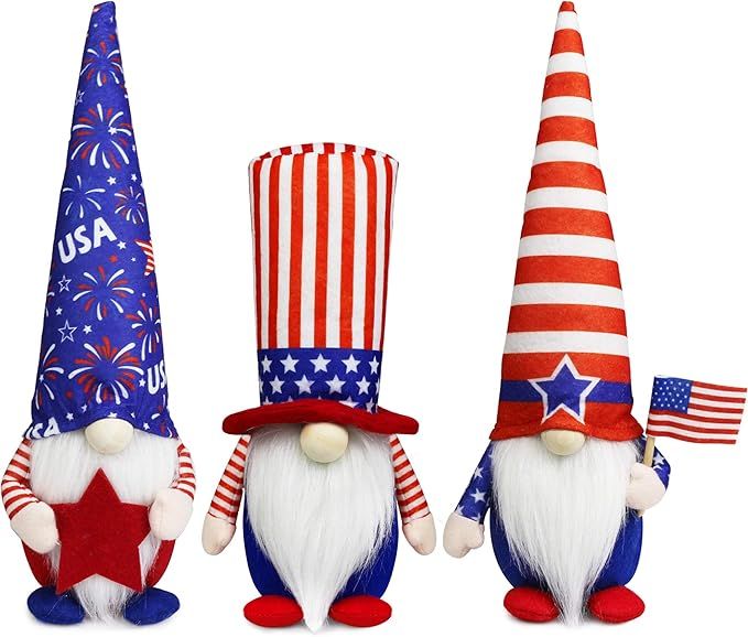 Tifeson 4th of July Patriotic Gnome Plush Elf Decorations - 3PCS Handmade Gnomes Plush American S... | Amazon (US)