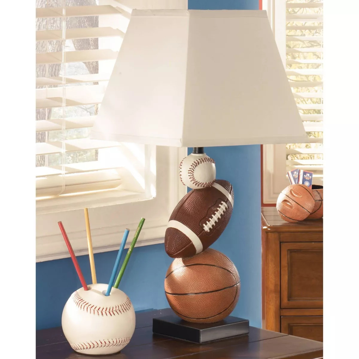 Signature Design by Ashley Nyx Table Lamp: Sports-Themed, Empire Shade, Polyresin Base, UL Listed | Target
