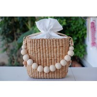 Beaded Straw Bag, Pearl Tote Woven Handbag, Boho Bag | Etsy (US)