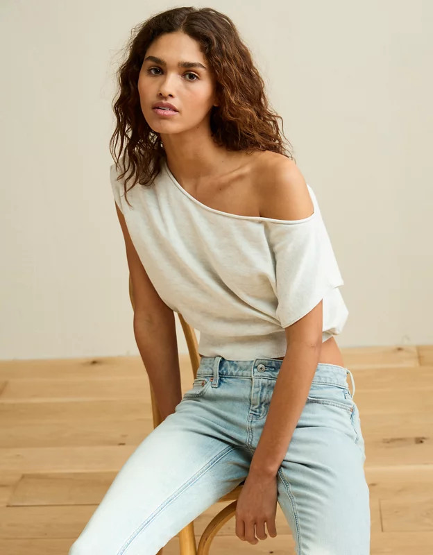AE Off-the-Shoulder Cinched Sweater Tee | American Eagle Outfitters (US & CA)