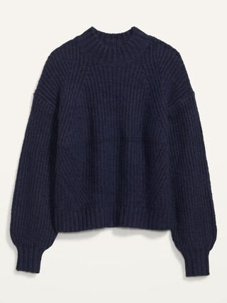 Cozy Shaker-Stitch Mock-Neck Sweater for Women | Old Navy (US)