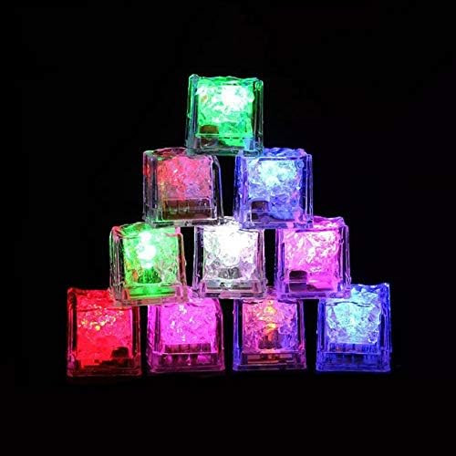LED Ice Cube Shape Lights Liquid Sensor Glowing Light up Ice Cubes for Drinks Bar Party Wedding Deco | Amazon (US)