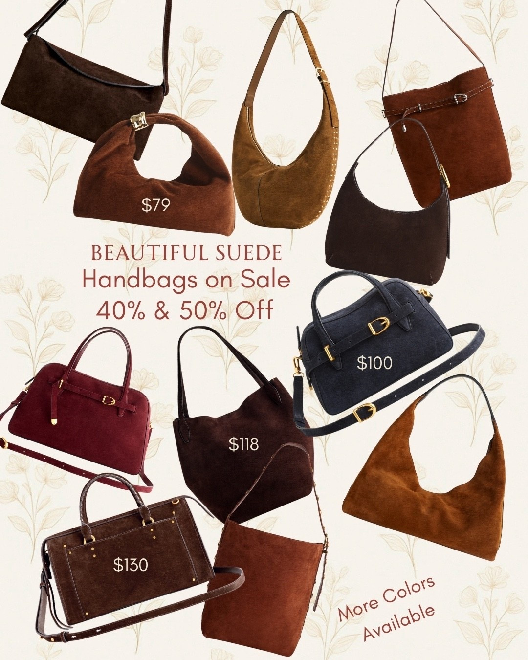 Beautiful suede handbags on sale 40% & 50% off! 👏

#LTKSaleAlert #LTKTravel #LTKGiftGuide