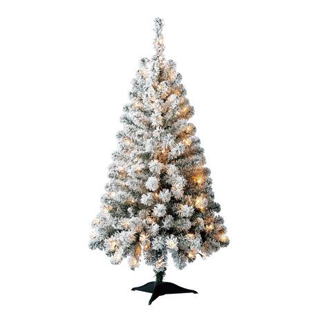 Holiday Time Greenfield 4' Pre-Lit Regular Full Flocked Pine Christmas Tree, Green, 198 snowy bra... | Walmart (CA)