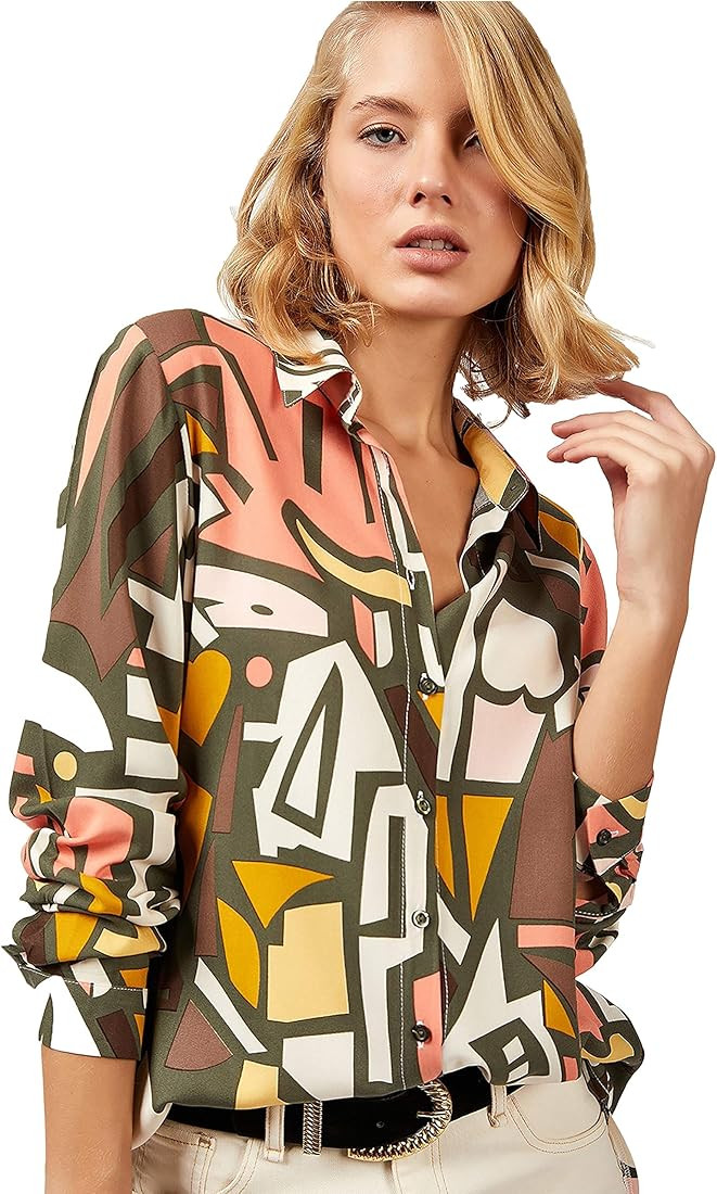 Blouses for Women Fashion, Casual Long Sleeve Button Down Shirts Tops, XS-3XL | Amazon (US)