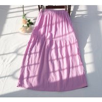 Sale Purple Long Cotton Skirt Women's Maxi Elastic Waist Custom Summer/Autumn Pleated Skirts For Wom | Etsy (US)