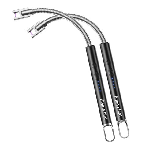 Flame bird 2 Pack Electric Candle Lighter Flameless Arc Windproof Flexible Long Neck USB Rechargeable Lighter Matches for BBQ Grill Fireworks Camping.(Black) | Amazon (US)