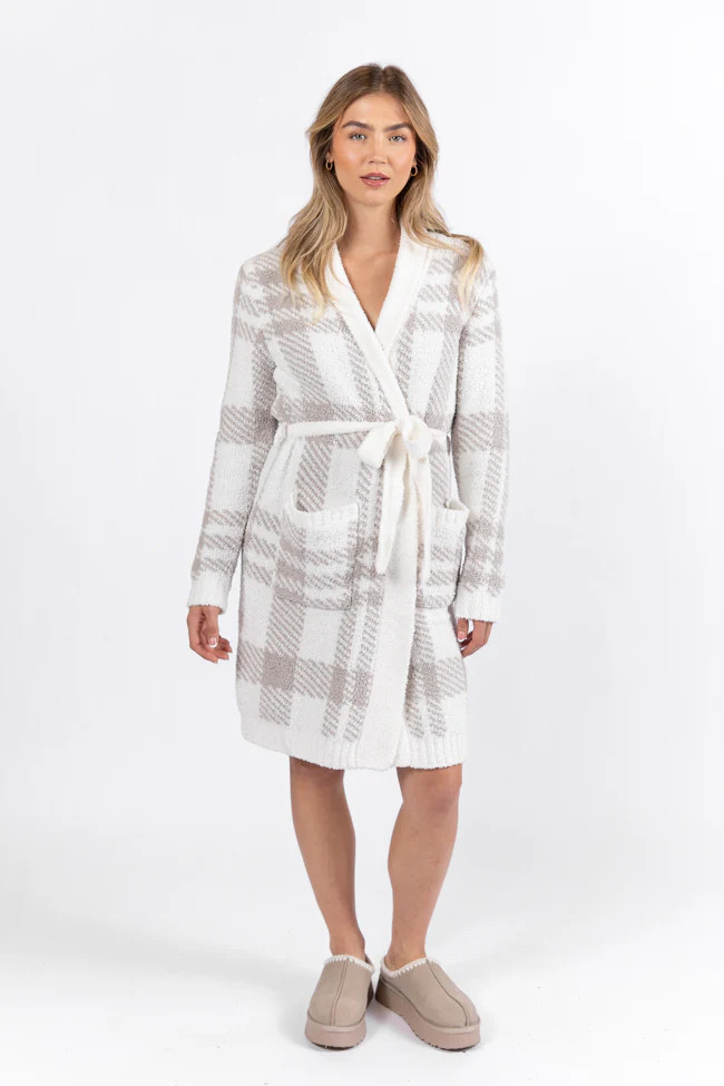It Was All A Dream Grey Plaid Robe DOORBUSTER | Pink Lily