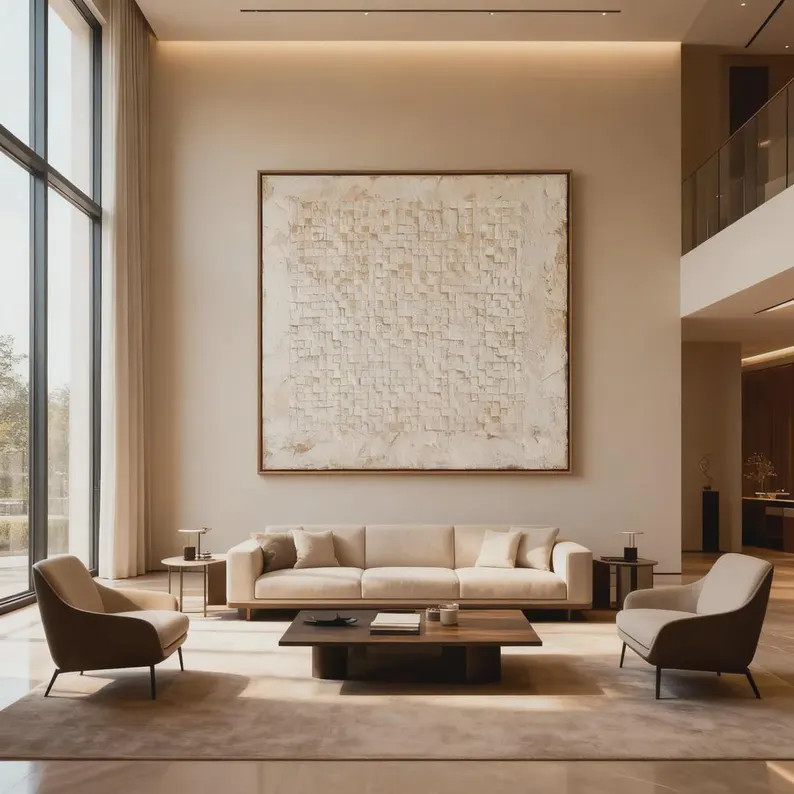 3D Geometric Beige Painting, Minimalist Textured Canvas Art,neutral Minimalist Home Decor - Etsy | Etsy (US)