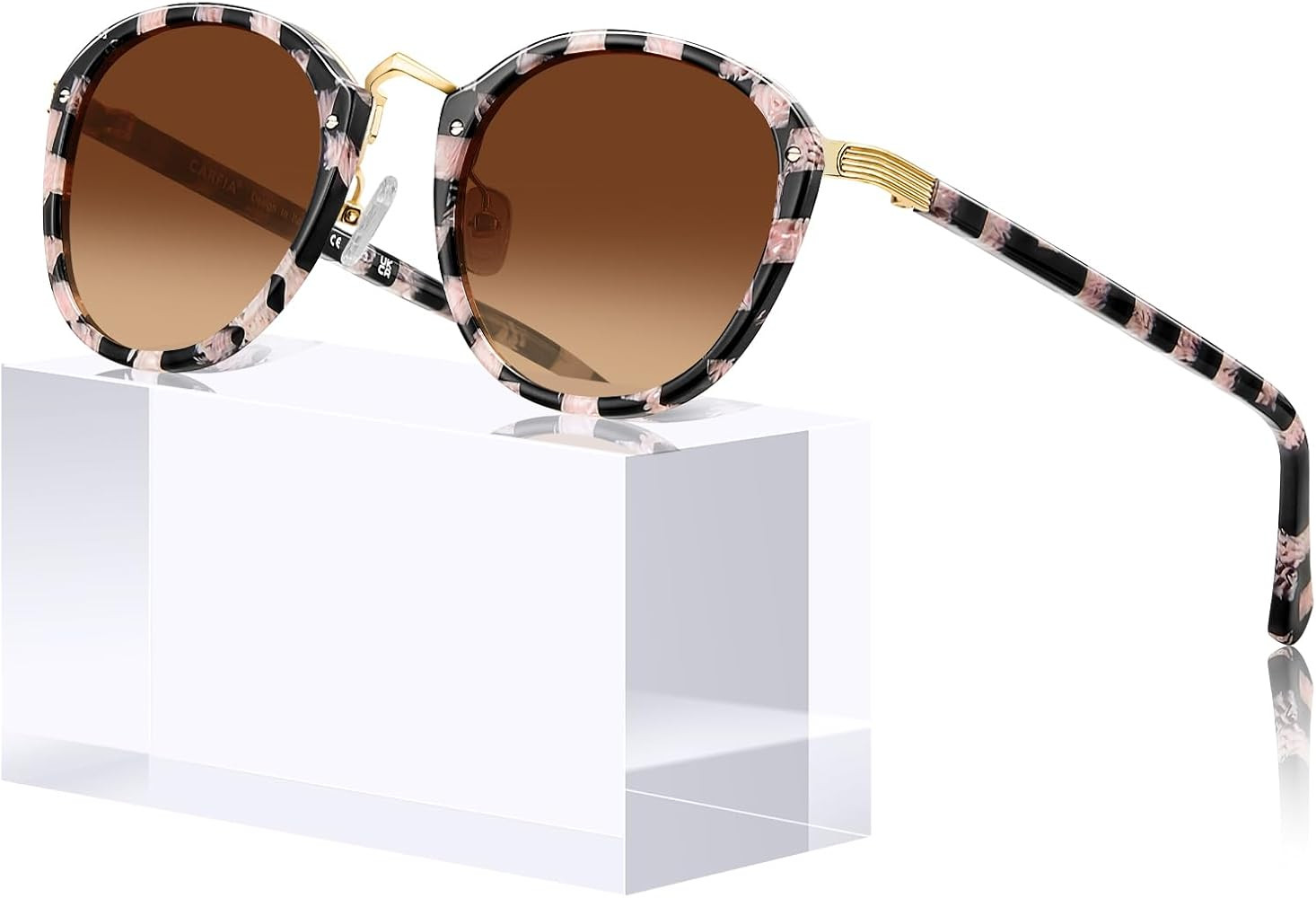 CARFIA Acetate Metal Bridge Sunglasses for Women Polarized UV Protection, Retro Fashion Ladies Su... | Amazon (US)