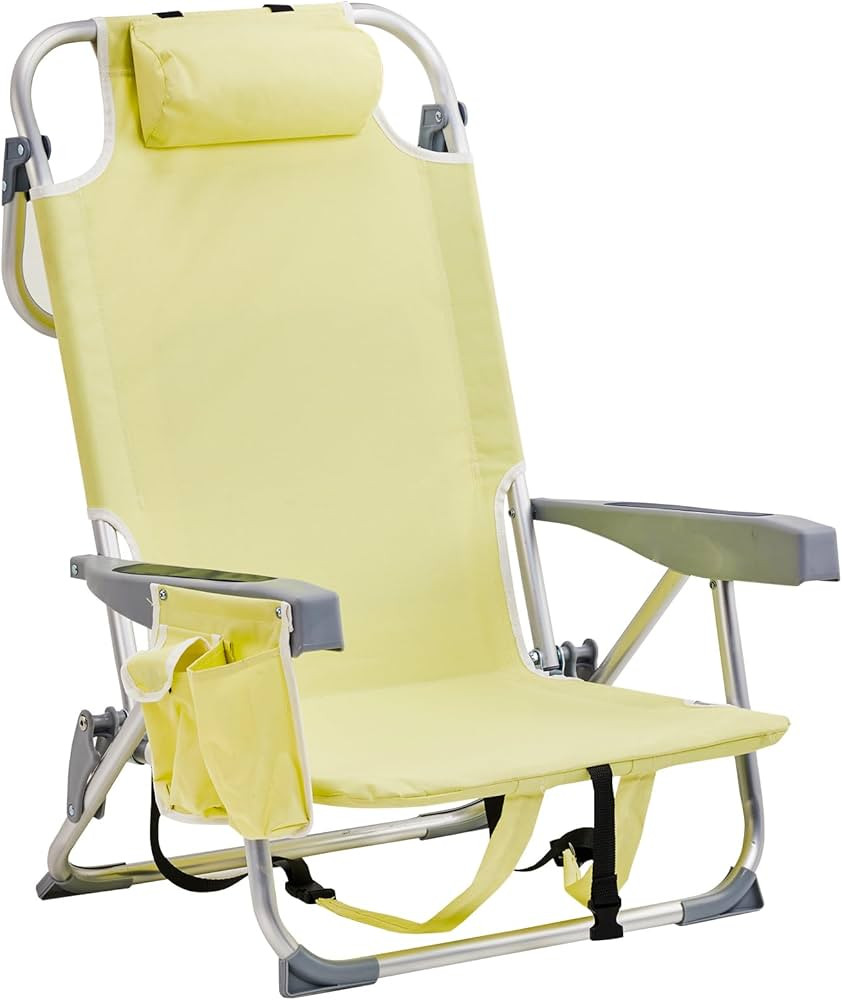 Beach Chairs for Adults, Compact Portable Lay Flat Folding Beach Chair with Backpack Straps and L... | Amazon (US)