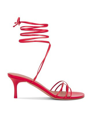 AMINA MUADDI Lori Lace Up 60 Nappa Sandal in Red - Red. Size 36.5 (also in 36). | FWRD 