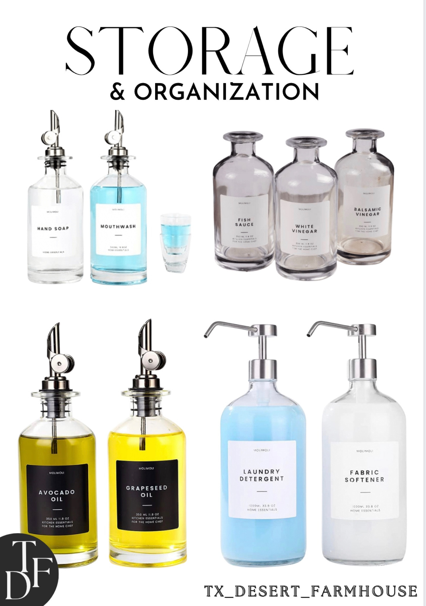 Storage & Organization Dispensers 

#storage #storageandorganization #organization #oliveoildispenser #mouthwashdispenser #laundrydetergentdispenser #labeleddispensers #dispenser #pumpdispenser #organized #organization #glassjars #jarorganization #homeorganization #homedecor #homestyle #modernhome #modern #organized #prelabled #pantry #coffeebar #wetbar #homestyle #shelfdecor #shelforganization #counterorganization

MoliMoli Liquid Laundry Detergent Dispenser for Laundry Room, Laundry Soap Dispenser, Fabric Softener Dispenser, Laundry Detergent Holder, Glass Jars with Pre-Written Labels and Funnel, Set of 2

MoliMoli 350ml/11.8 Oz Mouthwash Dispenser for Bathroom with Reusable Cups, Glass Mouthwash Dispenser with Cups, Mouthwash Decanter, Mouthwash Holder, Mouthwash Bottle for Bathroom, Set of 2, Silver

MoliMoli Minimalist Labels, Pantry Labels, Kitchen Labels, Organization Labels set including oil labels for bottles, cooking sauce and wine labels, and coffee syrup labels for coffee bar

Molimoli Oil and Vinegar Dispenser with Metal Pour Spout, Weighted Pourer, Glass Bottle Dispenser for Kitchen, Olive Oil Cruet, Glass Olive Oil Bottle | Set of 2 - Black

#LTKunder50 #LTKhome #LTKfamily