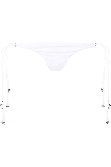 Embellished macramé-trimmed bikini briefs | NET-A-PORTER (US)