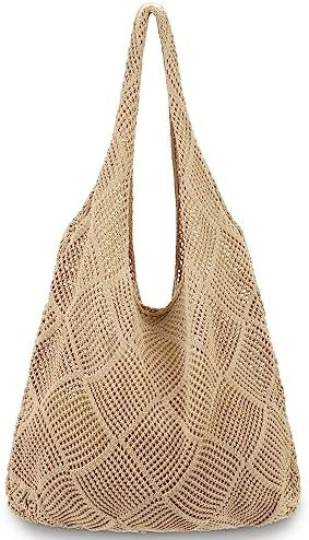 hatisan Crochet Bags for Women - Summer Beach Tote, Aesthetic Hippie Knit Bag | Amazon (US)
