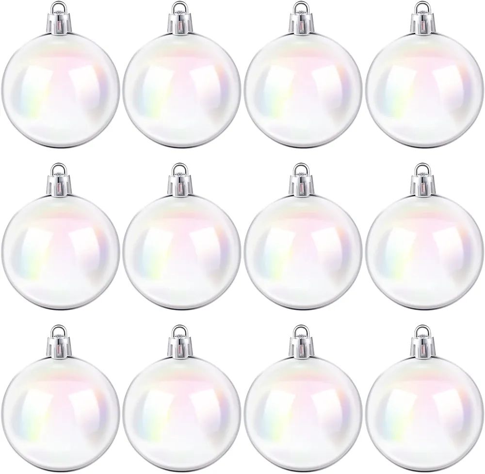 Christmas Iridescent Ornaments Balls Plastic Iridescent Ornaments Clear Ornaments Small Iridescen... | Amazon (US)