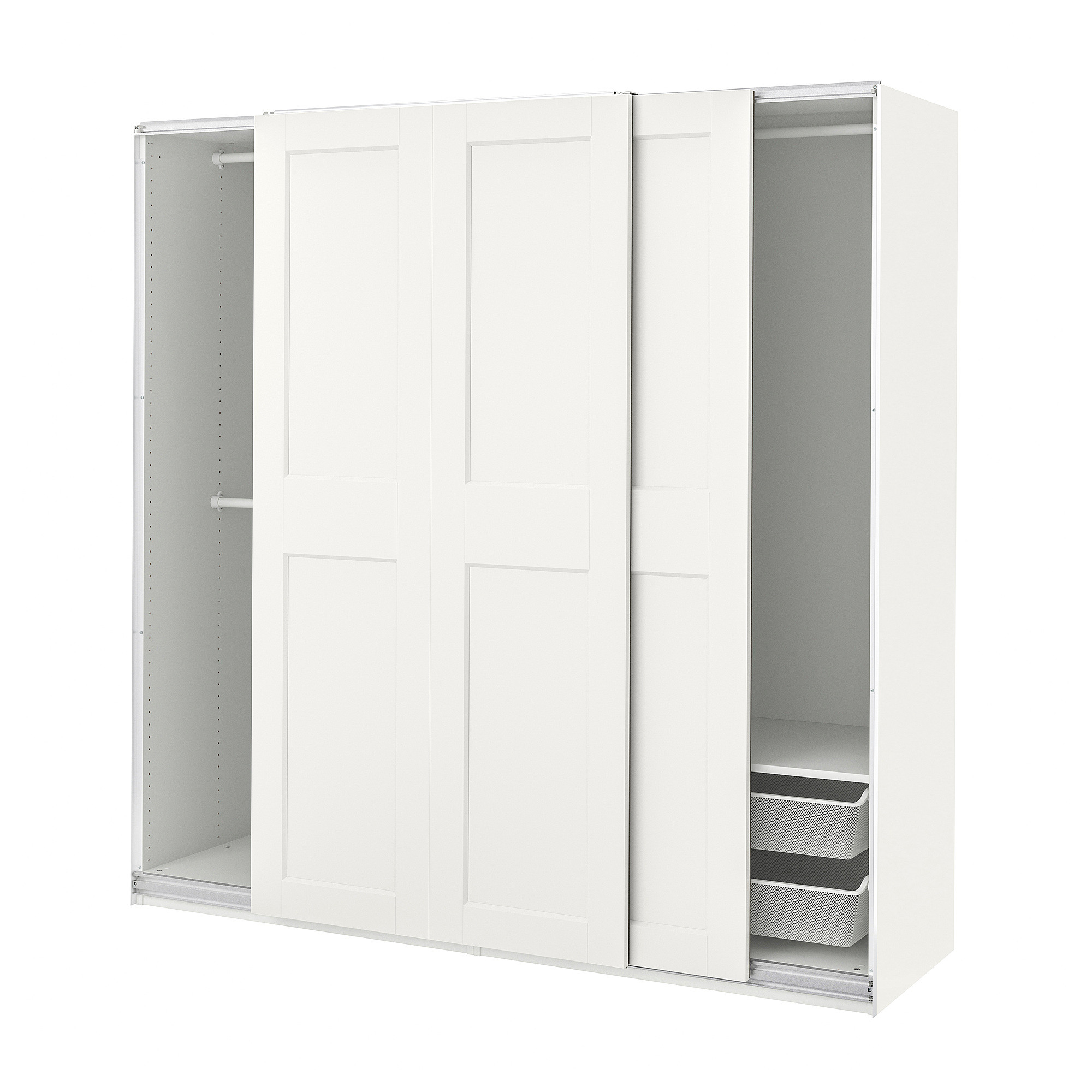 PAX / GRIMO Wardrobe with sliding doors, white/white, 78 3/4x26x79 1/4 " | IKEA US