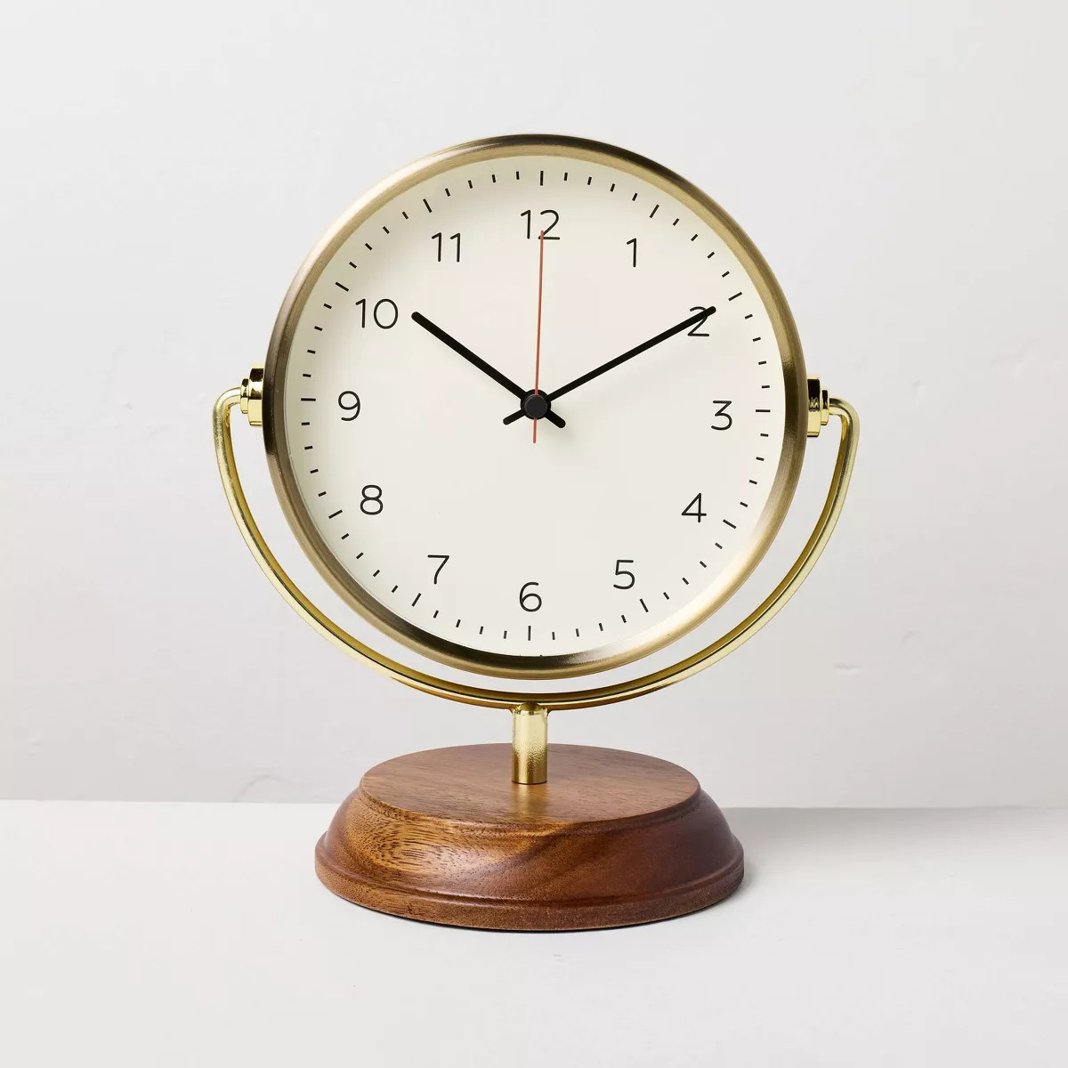 Brass Table Clock with Wood Base - Hearth & Hand™ with Magnolia | Target