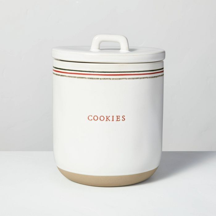Holiday Stripes Stoneware Cookie Jar Red/Green - Hearth & Hand™ with Magnolia | Target