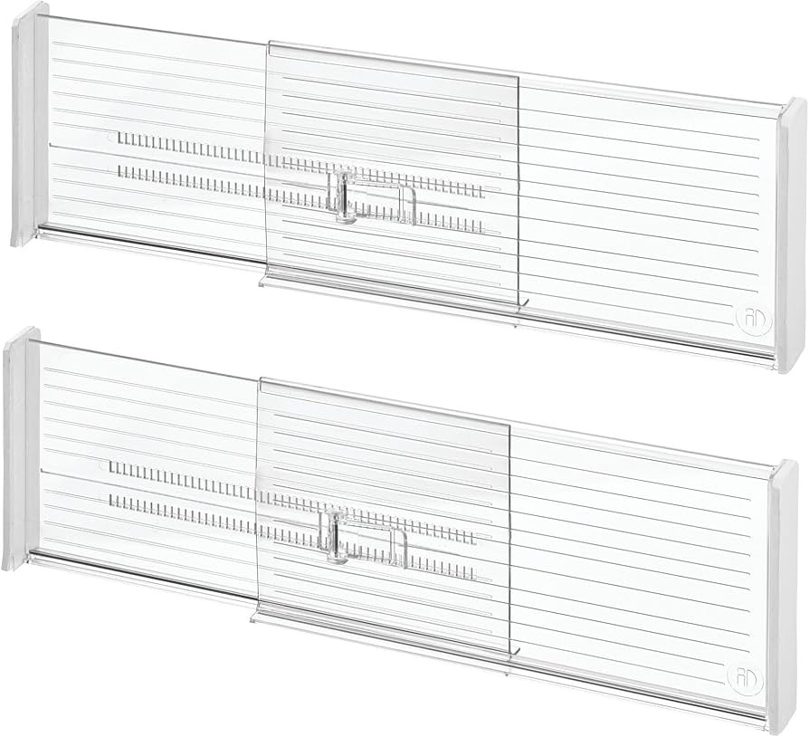 iDesign Recycled Plastic Adjustable Drawer Dividers–- Set of 2 - Clear | Amazon (US)