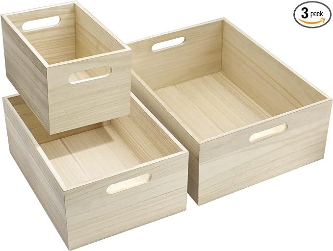 Sorbus Unfinished Wood Crates - Organizer Bins, Wooden Box for Pantry Organizer Storage, Closet, ... | Amazon (US)