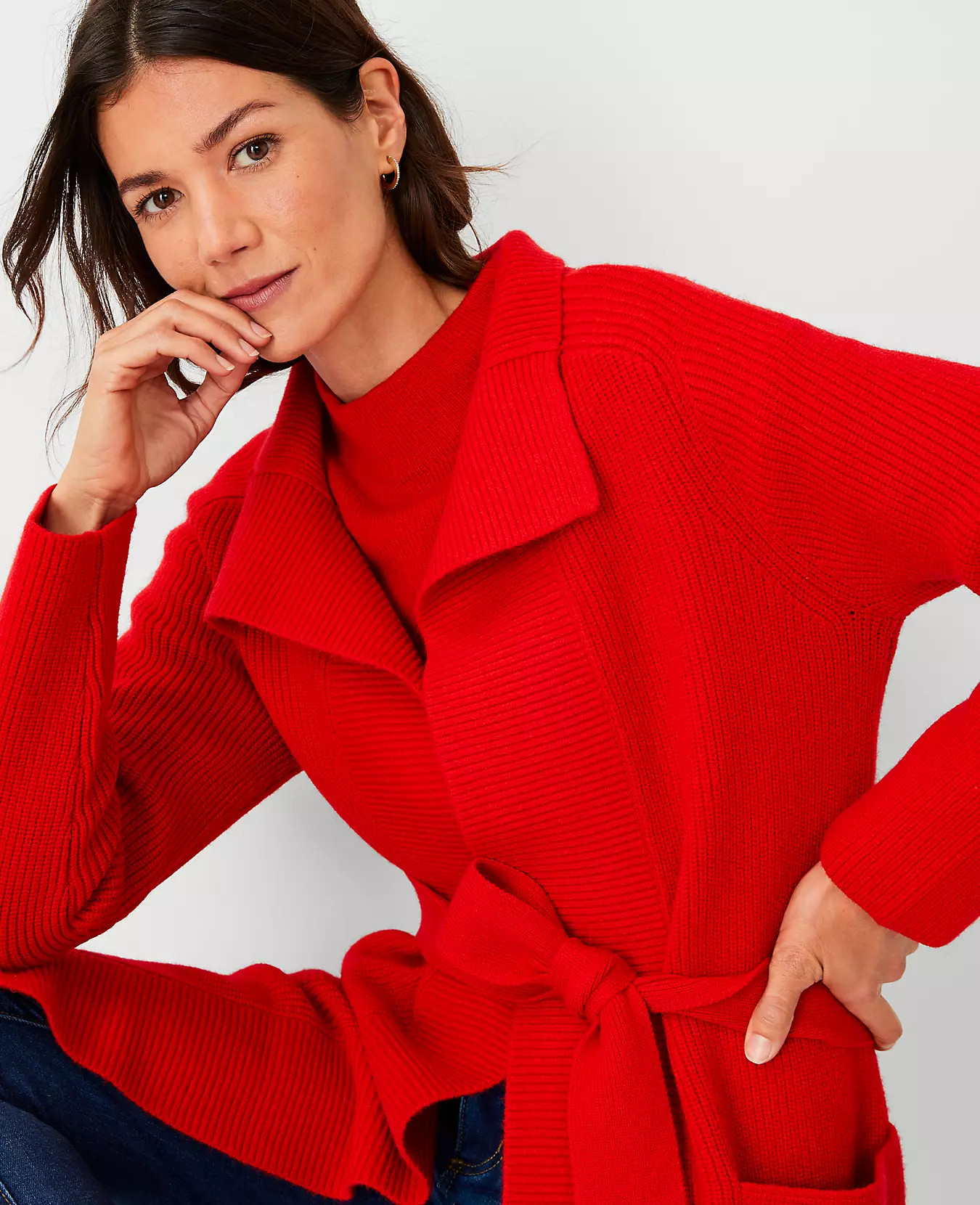 Belted Ribbed Coatigan | Ann Taylor (US)