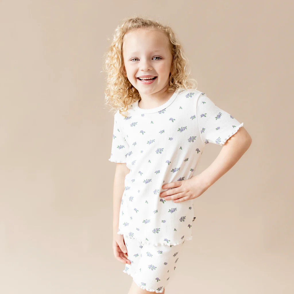 Pointelle Short Sleeve Set in Spray Rose | Kyte Baby