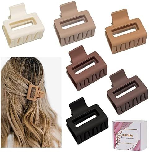 Amazon.com: Medium Claw Hair Clips for Women Girls, 2" Matte Rectangle Small Hair Claw Clips for ... | Amazon (US)