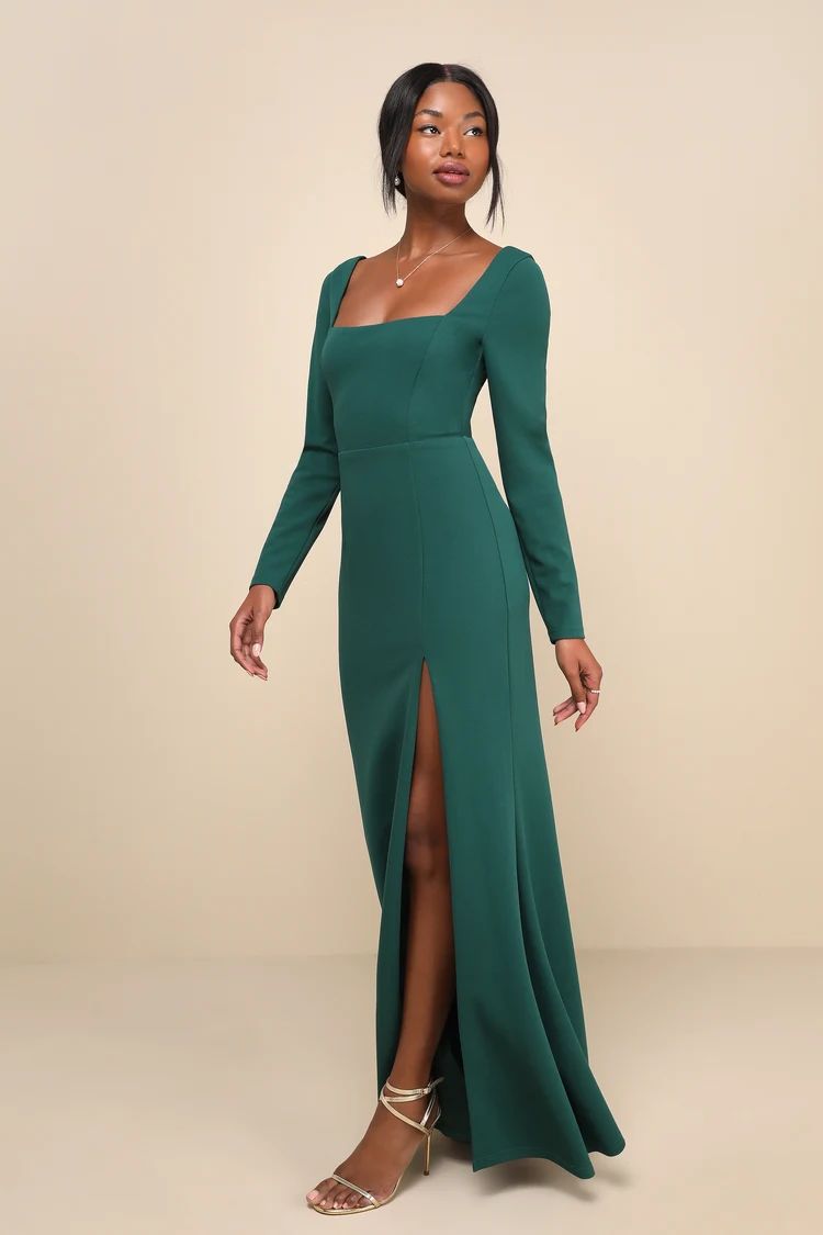 Infinitely Elegant Emerald Green Long Sleeve Maxi Dress | Lulus