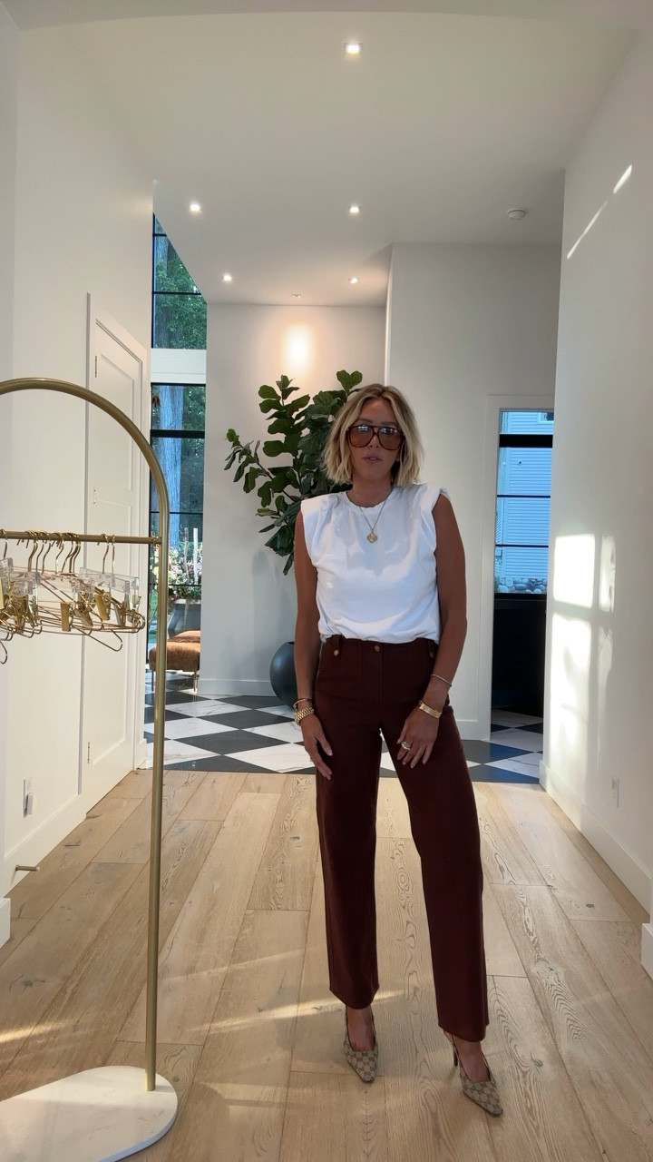 This burgundy denim with gold button detail from Target and Zara tank .. small in tank and 4 in denim 