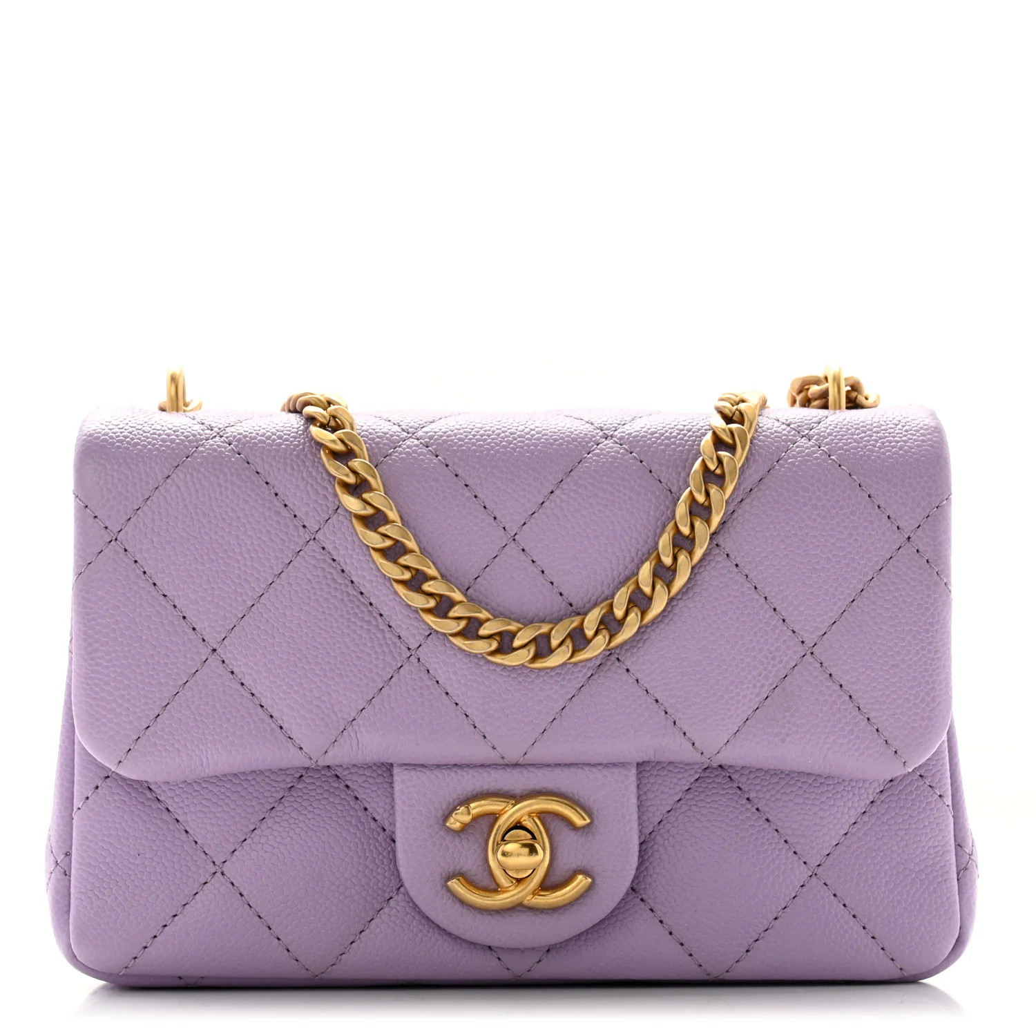 CHANEL Caviar Quilted Mini Rectangular Sweetheart Flap Lilac | FASHIONPHILE | FASHIONPHILE (US)