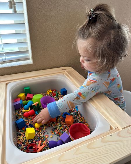 On a whim (I blame the rainy days), I purchased the @ikeausa sensory table for Izzy. Hoping that she would be encouraged to practice scooping, pouring, and digging with items that I put in the bins. 

Then, I became overwhelmed by all the DIY sensory bins I could make from ideas on Pinterest. Plus, all the time it would take to make toddler safe items. So the table sat alone for a bit.

After some research, I found @mama_of_joy and their sensory bin kits. Perfect for parents who want to have everything ready to go and MIGHT not have the time to dye oats 🌈🥣 👩‍🍳

I can’t wait to make different sensory bins and bring this table outside for the summer! 

The link in bio can share everything you need to make this sensory table come to life at your house!

#LTKunder100 #LTKbaby #LTKkids