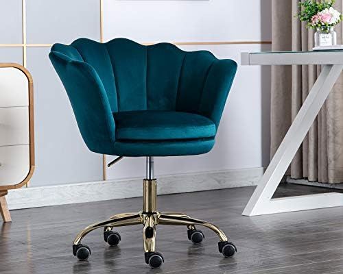 Kmax Office Desk Chair, Velvet Makeup Arm Chair Gold Base, Teal | Amazon (US)