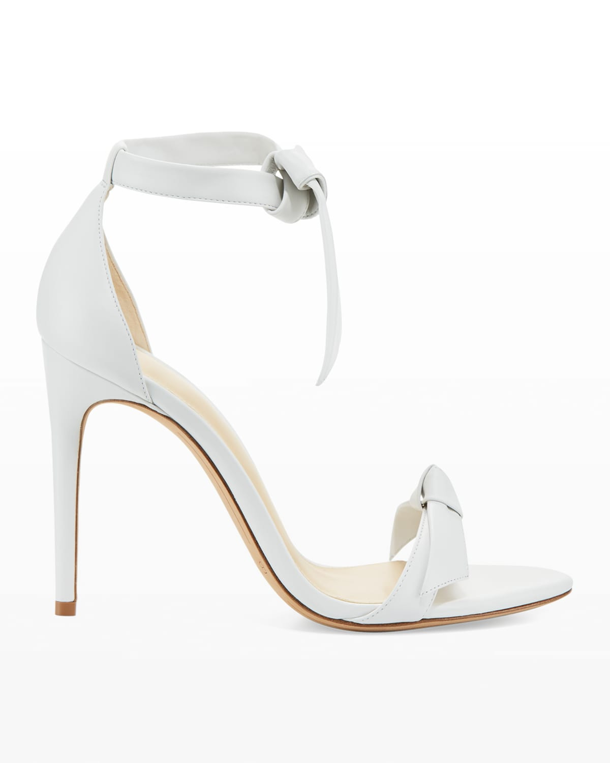 Clarita Knotted Leather High-Heel Sandals, White | Neiman Marcus