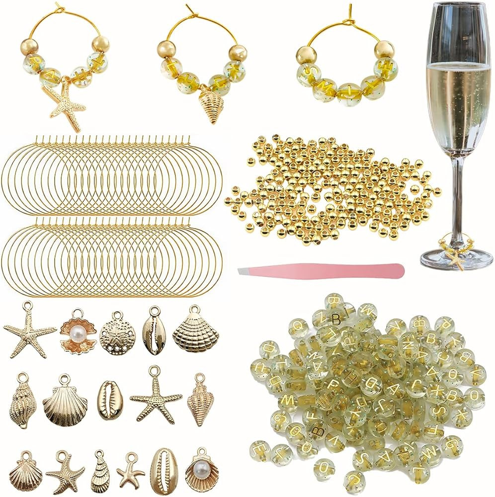 50 Sets Wine Glass Charms, Wine Charms for Stem Glasses, DIY Reusable Drink Markers for Weddings ... | Amazon (US)