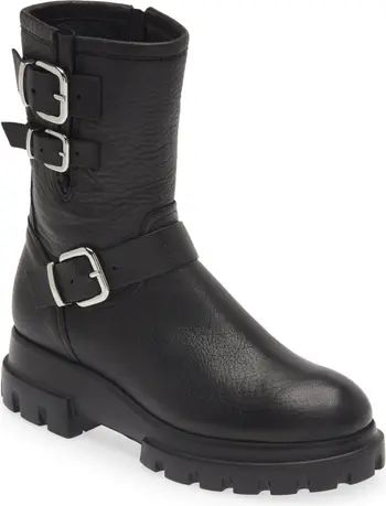 The Chunky Biker Lug Sole Leather Boot (Women) | Nordstrom