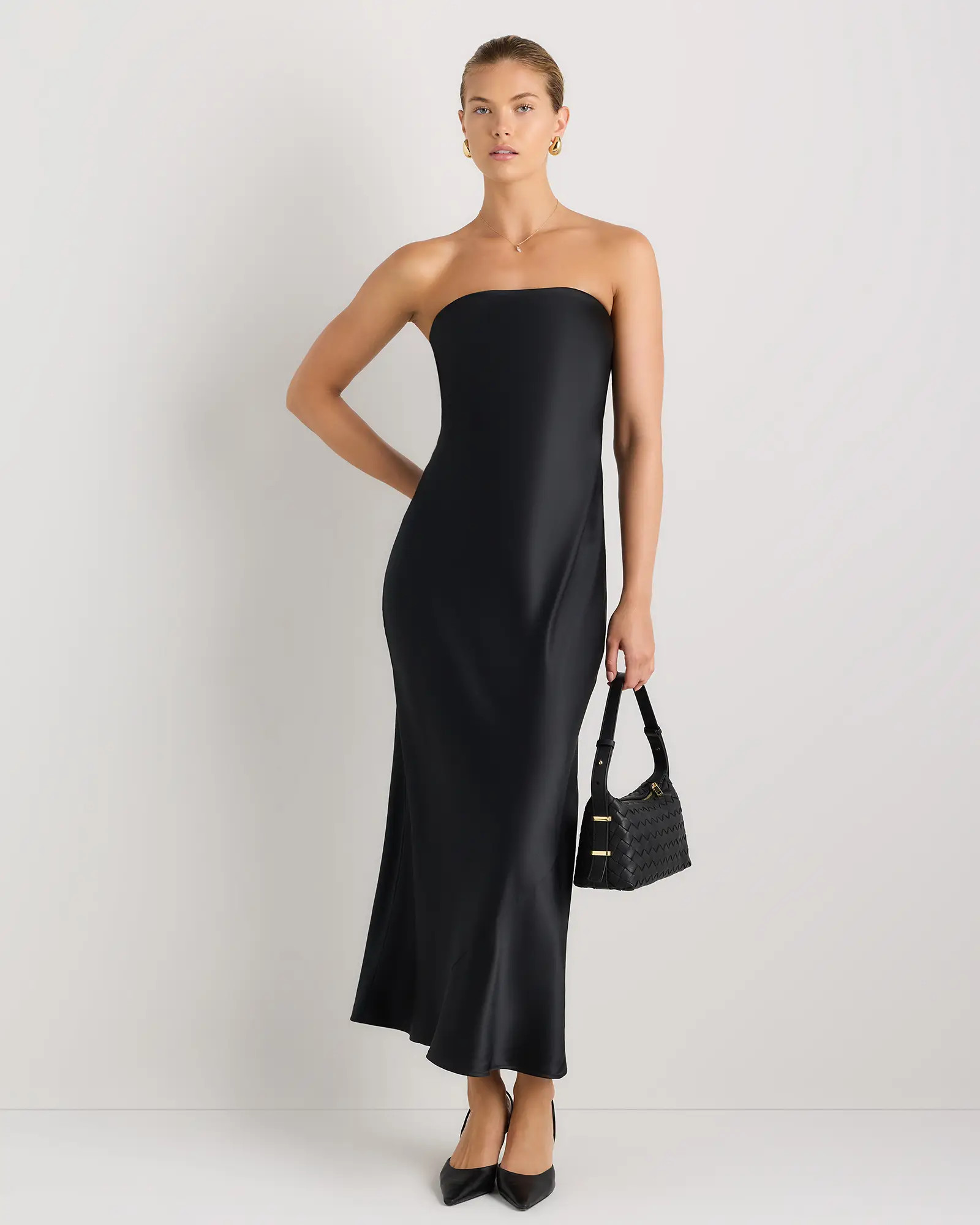 100% Washable Silk Strapless Scarf Maxi Dress | Quince