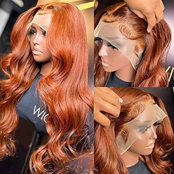 Ginger orange 13x4 HD Transparent Lace Front Wigs Human Hair Colored Body Wave Brazilian Invisibl... | Amazon (US)