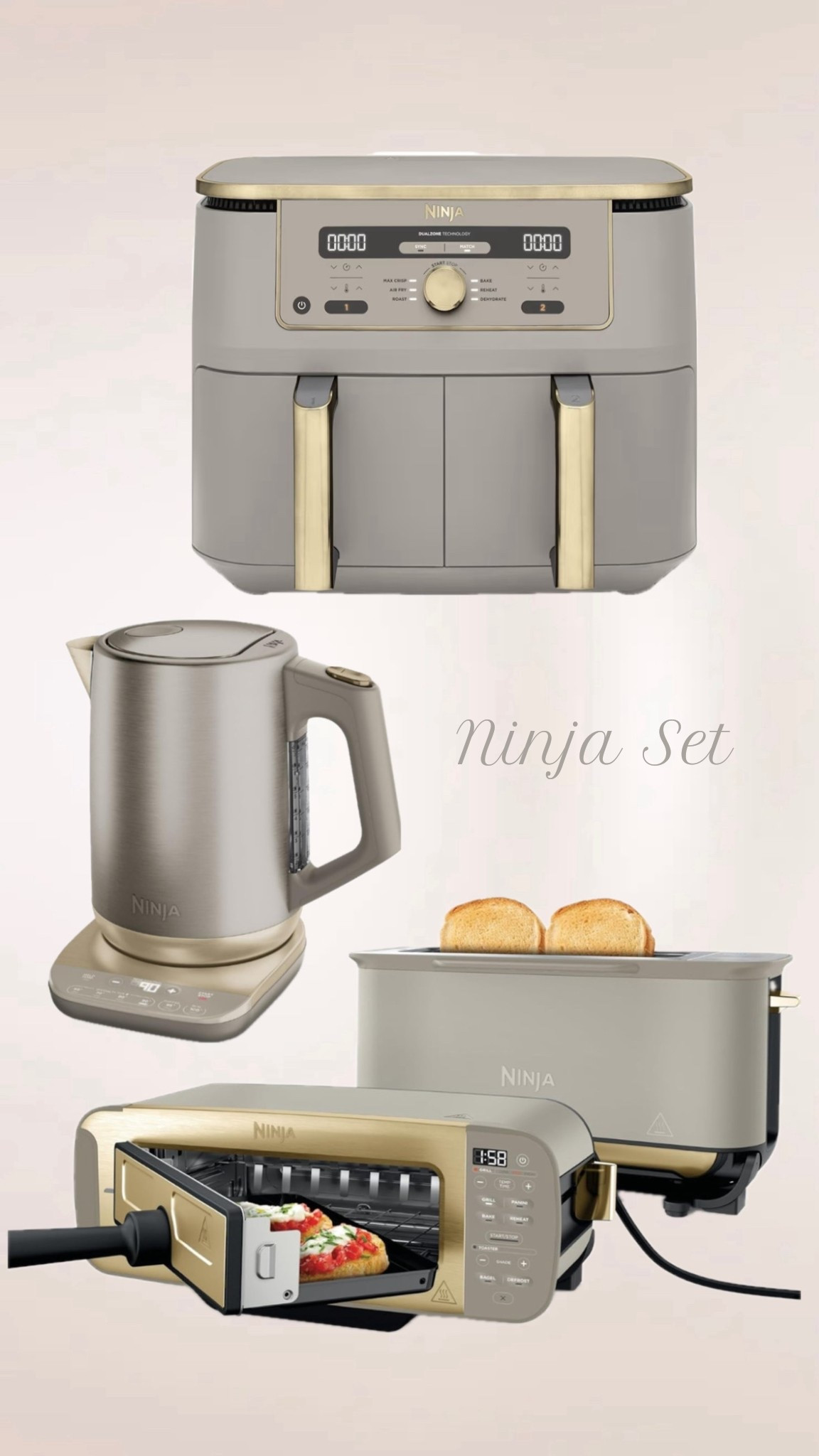 Beautiful stone and gold Ninja airfryer kettle and toaster set, these sold out fast last time so be quick 🤍 

#LTKuk #LTKautumn #LTKhome