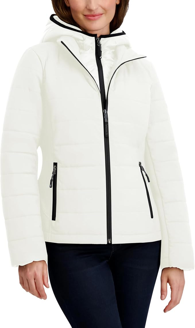 Nautica womens Nautica Women’s Stretch Hybrid Puffer Jacket – Short Winter Coat With Bib | Amazon (US)