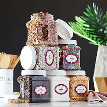 Clear Empty Plastic Storage containers with Lids - Square Plastic Containers - Plastic Jars with Lid | Amazon (US)