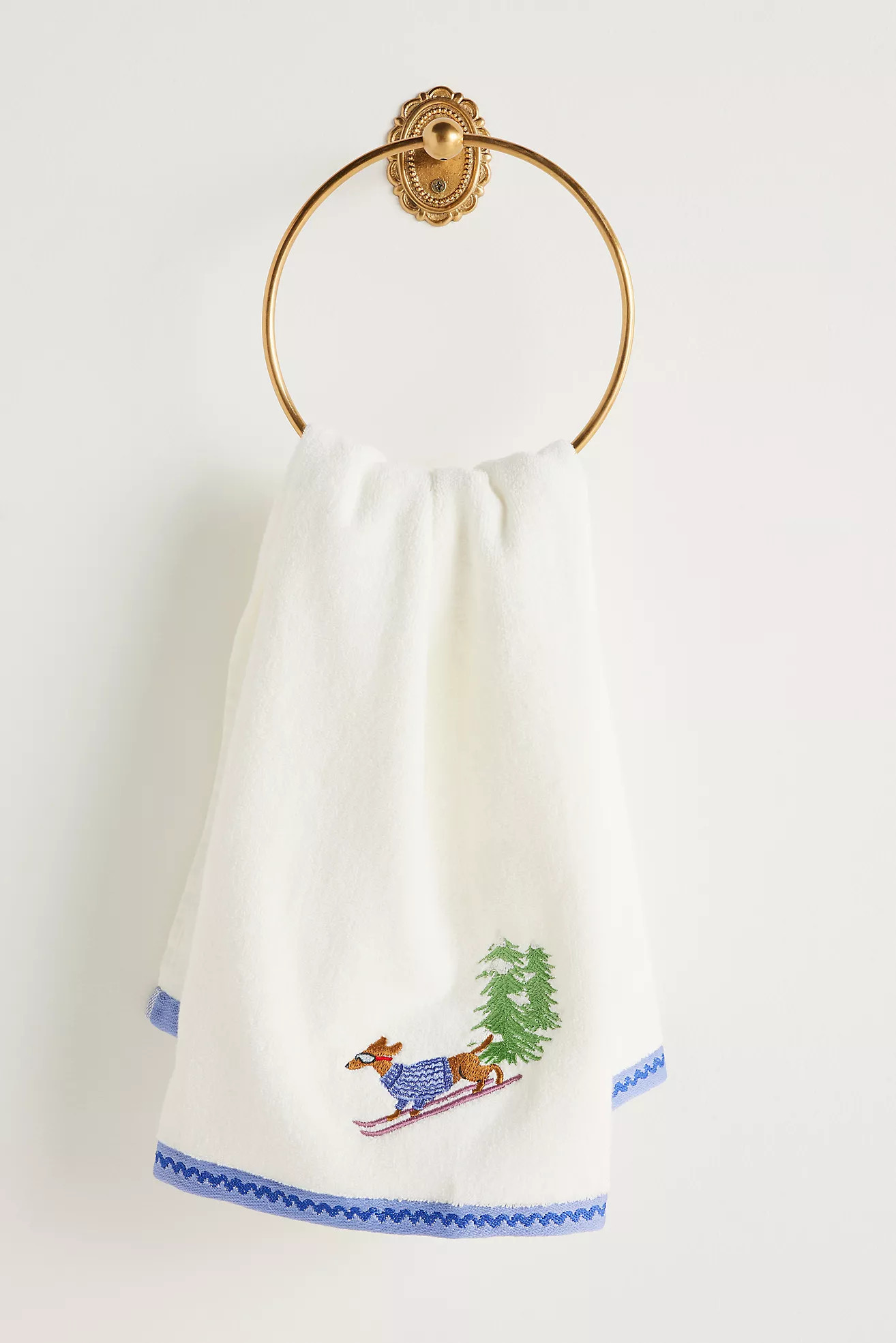 Holiday Critters Embroidered Hand Towel | Anthropologie (US)
