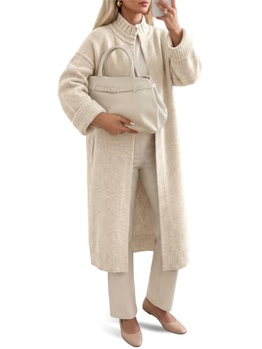 Saodimallsu Womens Ruffle Mock Neck Open Front Long Cardigan Sweaters | Amazon (US)