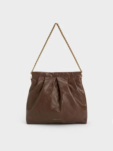 Duo Double Chain Hobo Bag
 - Dark Brown | Charles & Keith US